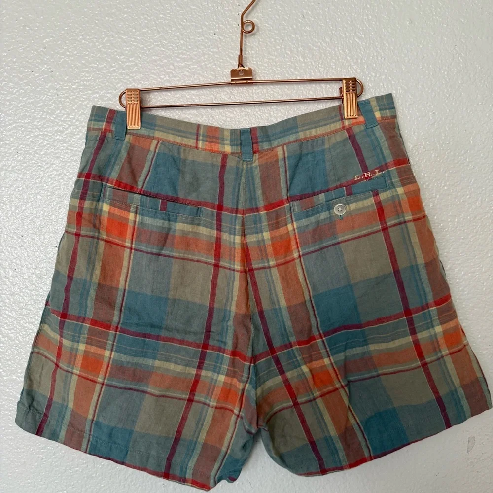 Ralph Lauren Plaid Cotton Shorts in Blue, Orange, Tan Women’s Size 12